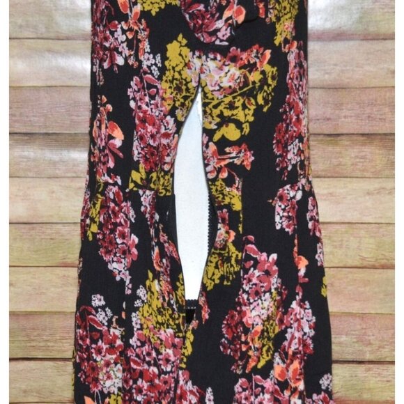 Nina Leonard Black Floral Boho Long Bell Sleeve Knee Length Dress Plus Size 2X - Picture 6 of 12